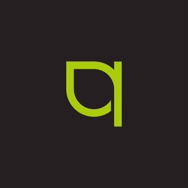 Q harfi basit geometrik yaprak şekli logo vektörü 