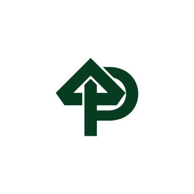 p üçgeni 3d düz yeşil logo vektörü 