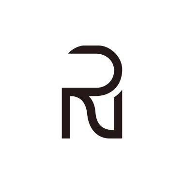 Rn harfi basit bağlı eğriler geometrik çizgiler logo vektörü