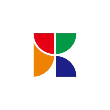 rk harfi basit renkli geometrik mozaik logo vektörü 