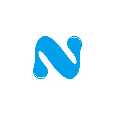 n harfi su damlası mavi logo vektörü 
