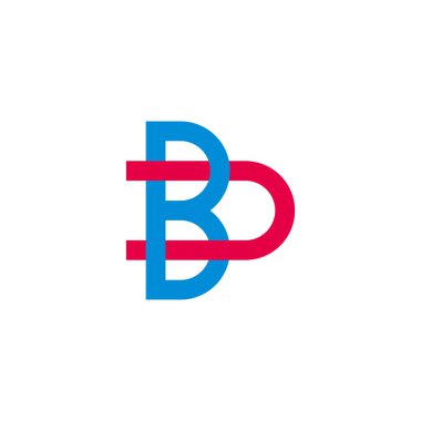 bd harfi basit renk çakışan çizgiler logo vektörü 