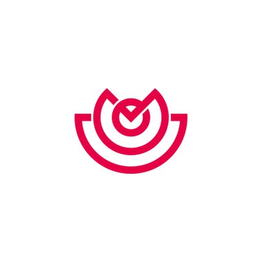 Harfler m basit bağlı kırmızı gül yuvarlak logo vektörü 