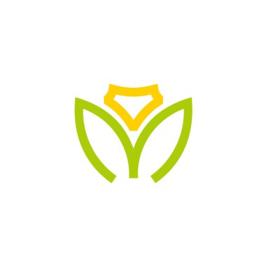 Altın elmas çiçek basit logo taşıyıcısı 