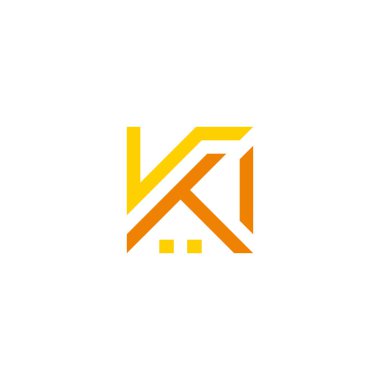 v k ev evi harfleri basit geometrik kare logo vektörü  