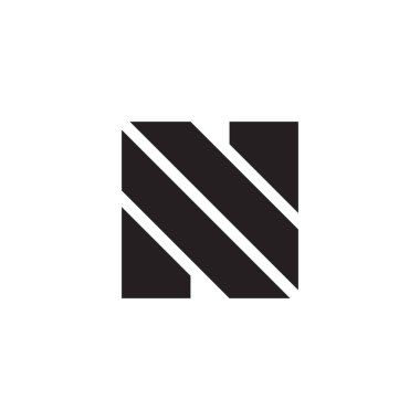 n harfleri basit çizgili kare geometrik logo vektörü 
