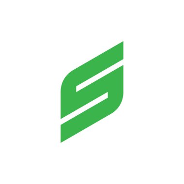 S harfi çizgili basit geometrik yeşil yaprak logo vektörü 