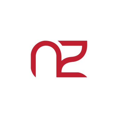 nz harfi kırmızı geometrik doğrusal bağlı logo vektörü 