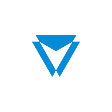 mavi amblem üçgenleri v geometrik logo vektörü 
