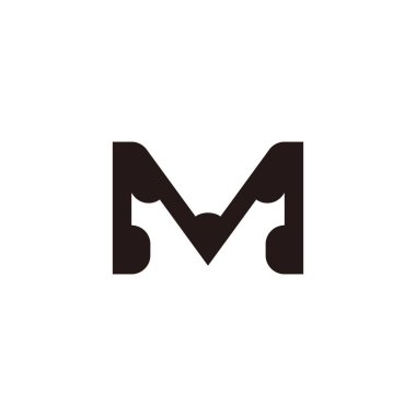 m harfi siyah basit geometrik amblem logo vektörü 