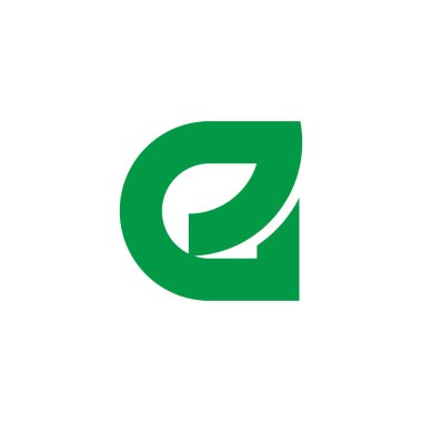 e eko yeşil yaprak harfi basit geometrik logo vektörü 