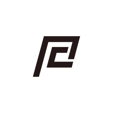 harf pc basit kareler geometrik çizgi logo vektörü 