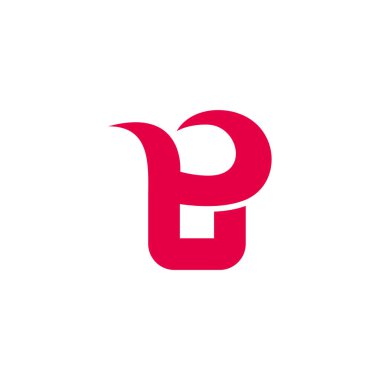 Pi kırmızı eğriler basit geometrik logo vektörü şeklindedir 