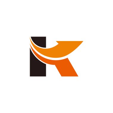k swoosh harfi ok hareketi logo vektörü 