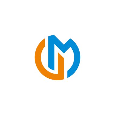 harf vm daireler doğrusal basit geometrik renkli logo vektörü 