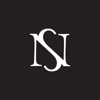 basit yazı tipi eğrisi logo vektörüne bağlı ns harfi 