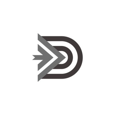 d harfi çizgili ok hareketi geometrik logo vektörü 