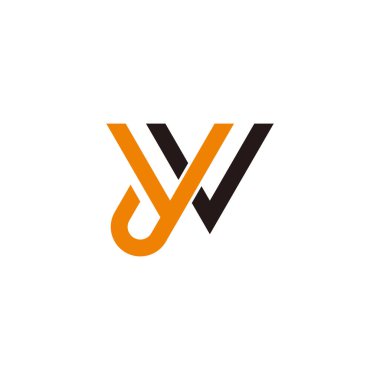 letter yw simple geometric lines colorful logo vector 