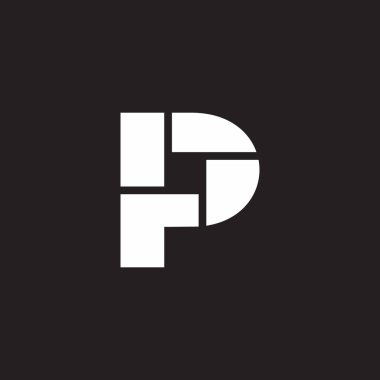 letter p round squares simple geometric logo vector 