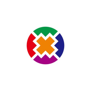 X harfi geometrik renkli logo vektörü 