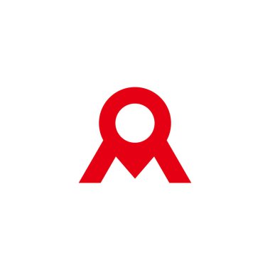 M harfi konumu kırmızı geometrik logo vektörü 