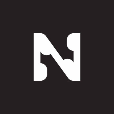 n harfi basit geometrik amblem logo vektörü 