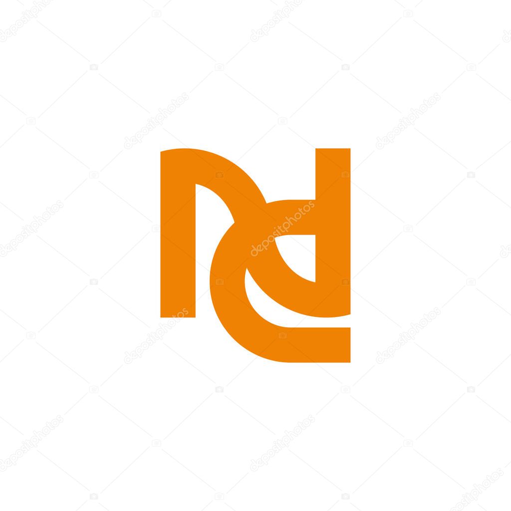 Letter nd simple linked geometric logo vector