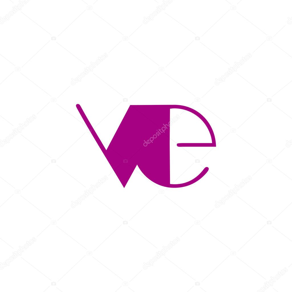 Letter ve bold simple font logo vector