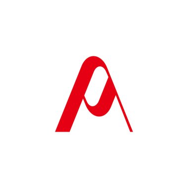 pa harfi basit bağlı eğriler kırmızı logo vektörü 