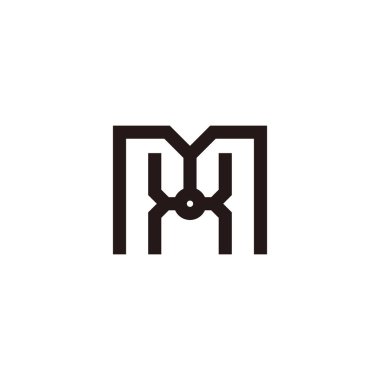mh mx harfi basit geometrik çizgiler web logo vektörü 