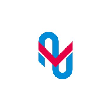 harf nv basit renkli yol oku geometrik logo vektörü 