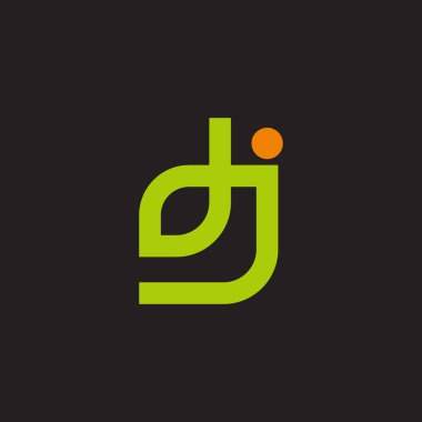 harf dj basit bağlı yeşil yaprak logo vektörü 