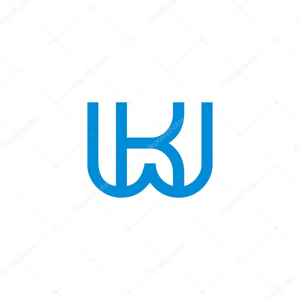 Letters wk blue abstract lines simple geometric logo vector