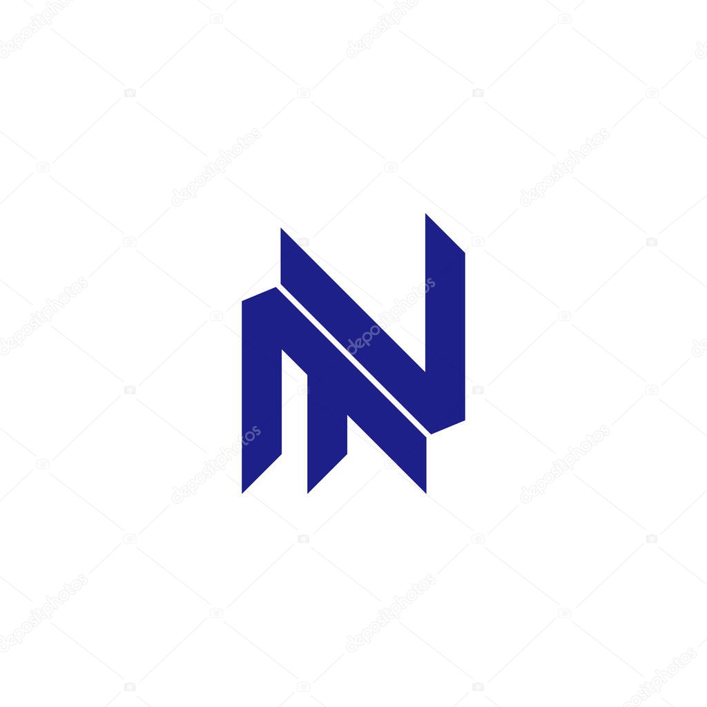 Letter mn simple linked geometric line logo vector