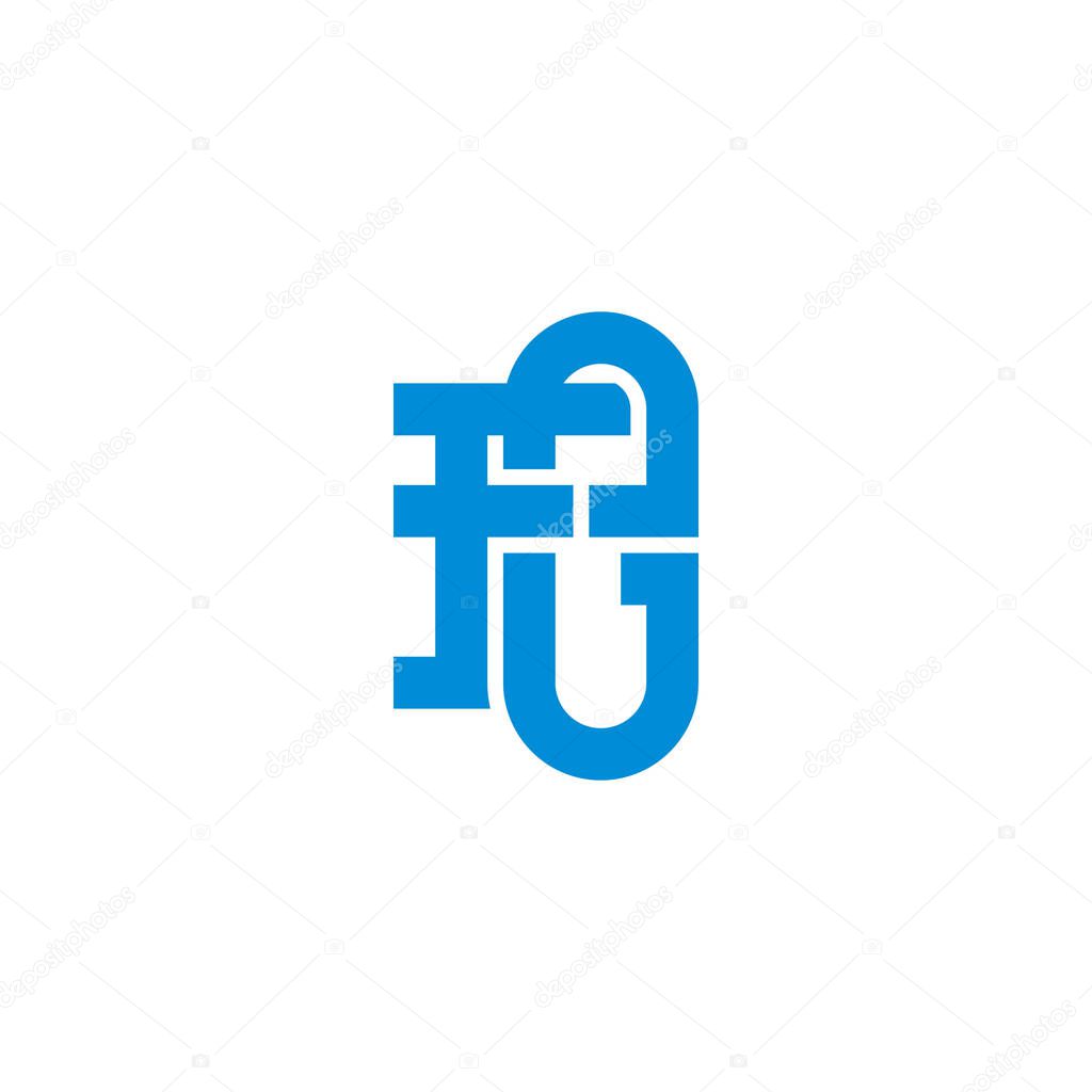 Letter fe simple linked blue lines logo vector