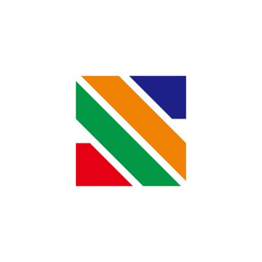 Harflerin çizgileri renkli kare geometrik logo vektörü  