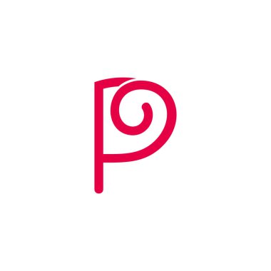 P harfi mutlu spiral şeker şekilli logo vektörü