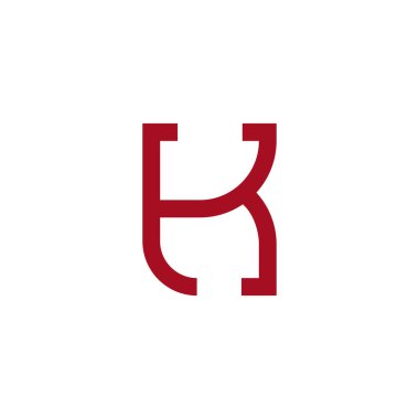 Kh harfi basit bağlı geometrik logo vektörü 