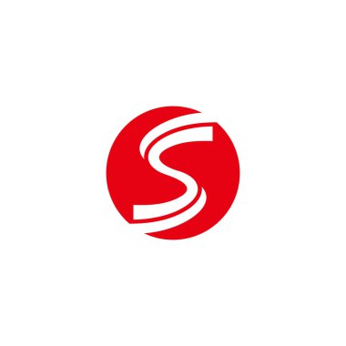 S harfi yuvarlak kurdele basit logo vektörü 