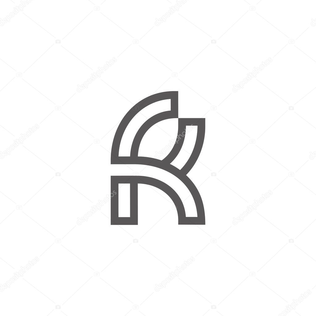 Letter fk outlines simple geometric linked logo vector