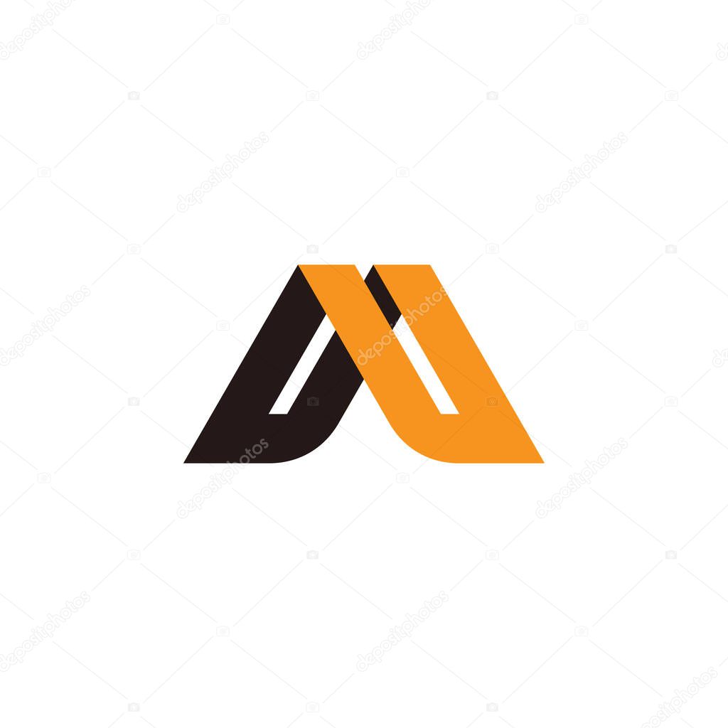 Letters mu roof shadow simple geometric logo vector