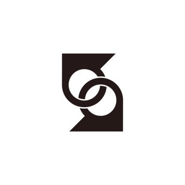 harf bağlı halkalar monogram 3d düz logo vektörü 