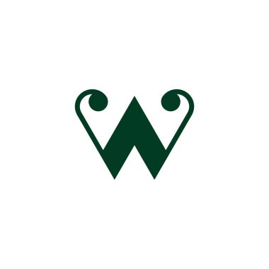 w harfi sarmal üçgenler bağlı geometrik logo vektörü 