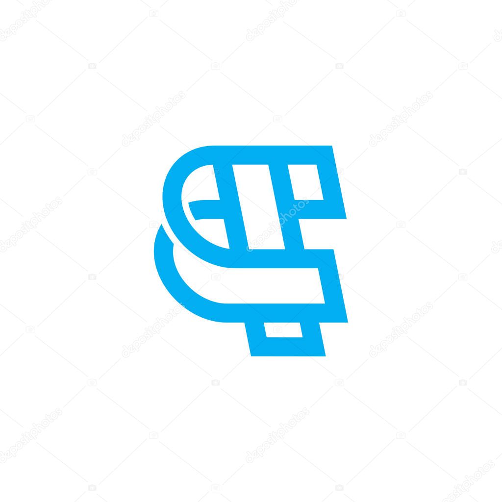 Letter ct linked outlines geometric simple logo vector