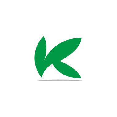 Vk harfi basit yeşil yaprak sebzeleri geometrik logo vektörü 