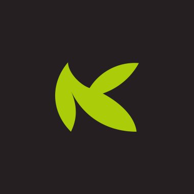 nk harfi basit yeşil yaprak soyut geometrik logo vektörü 