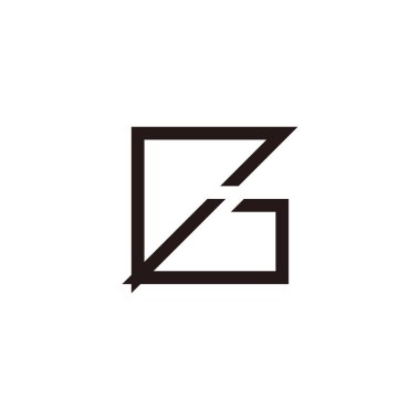 harf bg basit kareler ince çizgiler geometrik logo vektörü 