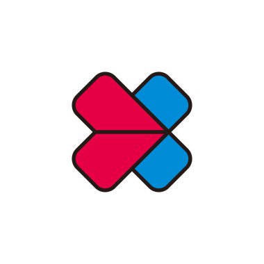 X harfi basit güçlü logo vektörünü özetliyor 