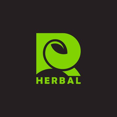 r yeşil yaprak döngüsü bitkisel sembol logo vektörü 