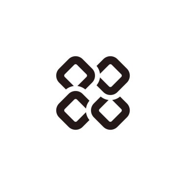 X harfi basit geometrik zincir logo vektörü 